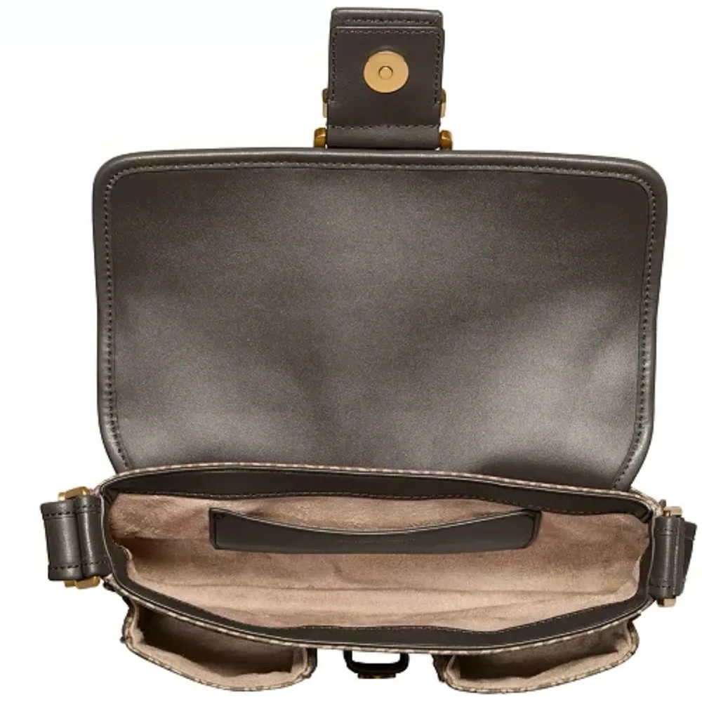 MICHAEL KORS ~ Signature Brown and Cream Shoulder Bag w/Brass Hardware